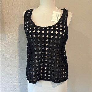 Black Cut Out Tank Top with Scoop Neckline